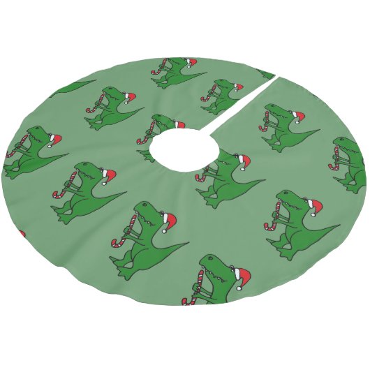 Lustiger T-rex Dinosaurier-Weihnachtsbaum-Rock Polyester Weihnachtsbaumdecke (Schrägansicht)