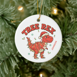Lustiger T-Rex-Dinosaurier-Weihnachtsbaumschmuck G Keramik Ornament