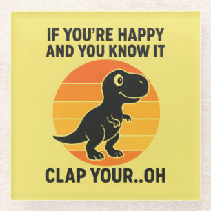 Lustiger T-Rex-Klapper-Dein-Oh-Retro-Dinosaurier-W Glasuntersetzer
