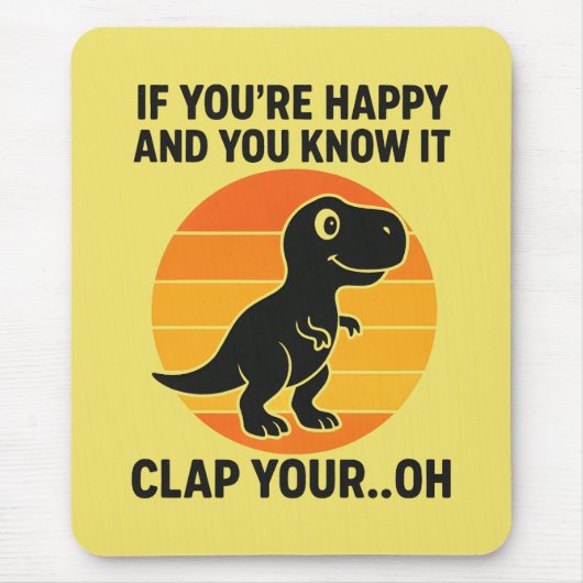 Lustiger T-Rex-Klapper-mit-deinen-Oh-Retro-Dinosau Mousepad (Vorne)