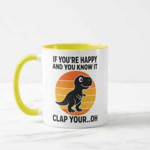 Lustiger T-Rex-Klatsch-Dein-Oh-Retro-Dinosaurier-W Tasse