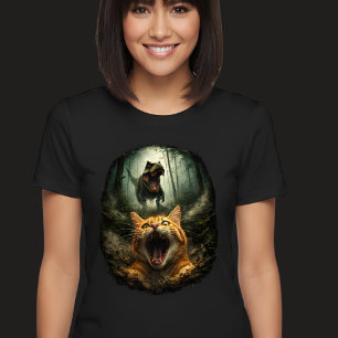 Lustiger T-Rex & schreiende Katze Meme Tri-Blend Shirt