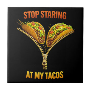 Lustiger Taco-Fan Hör Auf Zu Starren Fliese