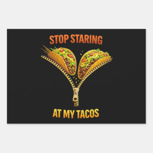 Lustiger Taco-Fan-Hörer Hör auf zu starren Geschenkpapier Set
