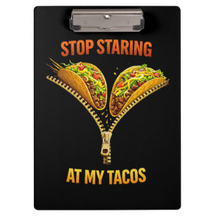 Lustiger Taco-Fan-Hörer Hör auf zu starren Klemmbrett