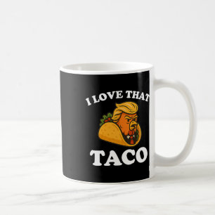 Lustiger Taco-Hühnchen-Taco-Trump kneift immer Kaffeetasse