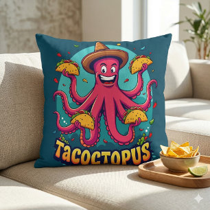Lustiger Taco-Oktopus-Cartoon-Essen-Wortwitz Kissen