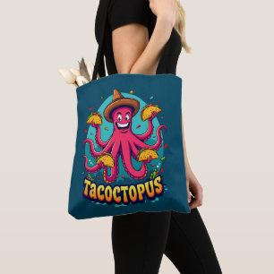 Lustiger Taco-Oktopus Cartoon Essen Wortwitz Tasche