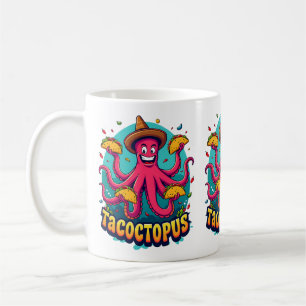 Lustiger Taco-Oktopus-Cartoon-Lebensmittel-Wortwit Kaffeetasse