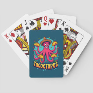 Lustiger Taco-Oktopus-Cartoon-Lebensmittel-Wortwit Spielkarten