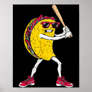 Lustiger Taco spielt Baseball mexikanischer Cinco Poster