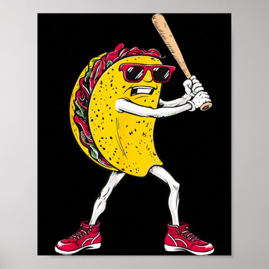 Lustiger Taco spielt Baseball mexikanischer Cinco Poster (Vorne)