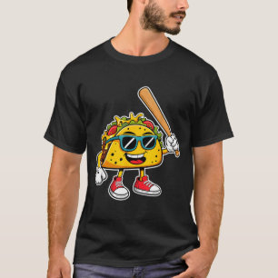Lustiger Taco spielt Baseball mexikanischer Cinco  T-Shirt