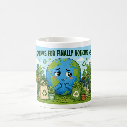 Lustiger Tag der Erde Öko Planet Kaffeetasse (Mittel)