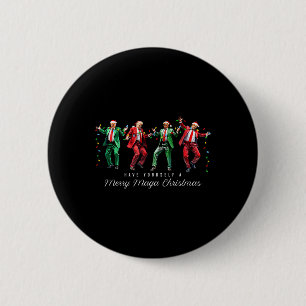 Lustiger Tanzender Trump Fröhliches Mega Weihnacht Button