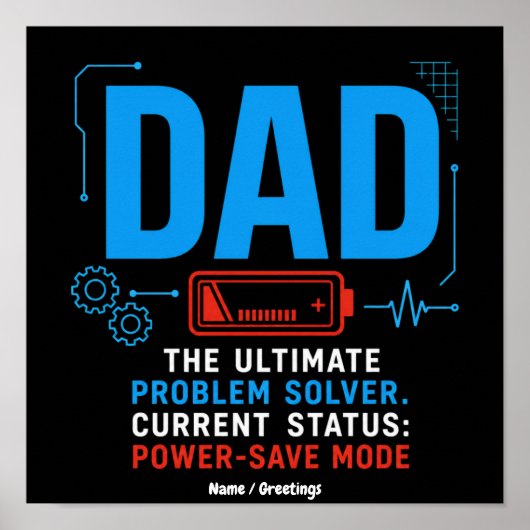 Lustiger Tech-Vater Problemlöser Power-Spar-Modus Poster (Vorne)