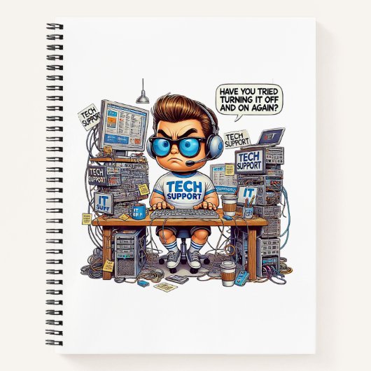 Lustiger Technik-Support-Cartoon Notizblock (Vorderseite)