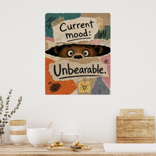 Lustiger Teddybär Poster (Küche)