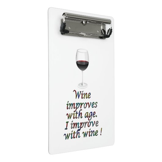 Lustiger Text des Weins Mini Klemmbrett (Schrägansicht)