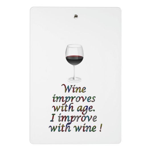 Lustiger Text des Weins Mini Klemmbrett (Rückseite)