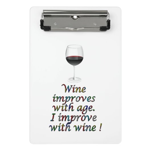Lustiger Text des Weins Mini Klemmbrett (Vorderseite)