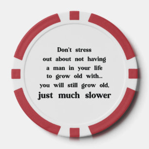 Lustiger Text über Frauen und Männer. Pokerchips