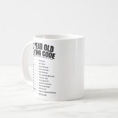 Lustiger Textcode für 70-Jährige Kaffeetasse (Vorderseite Links)