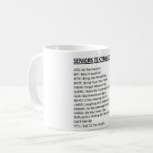 Lustiger Textcode für Senioren Kaffeetasse (Vorderseite Links)