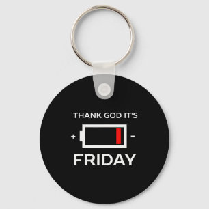 Lustiger Tgif Freitag niedriger Akku Schlüsselanhänger
