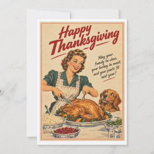 Lustiger Thanksgiving im Vintage-Stil Karte