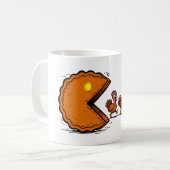 Lustiger Thanksgiving-Pie-essender Truthahn Retro- Kaffeetasse (Vorderseite Links)