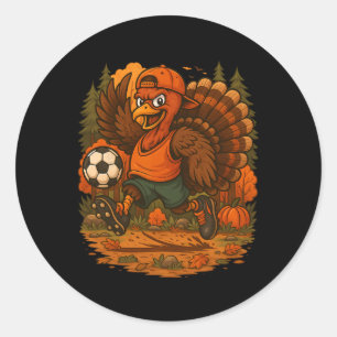 Lustiger Thanksgiving Truthahn Fußballspieler Herb Runder Aufkleber