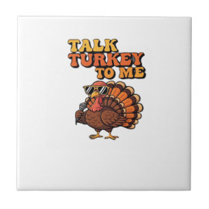 Lustiger Thanksgiving Truthahn Retro 70er Rede üb Fliese