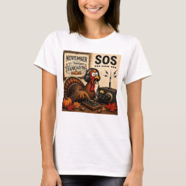 Lustiger Thanksgiving-Truthahn SOS Morse-Code Ham- T-Shirt