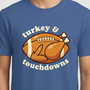 Lustiger Thanksgiving Truthahn und Touchdowns Foot T-Shirt