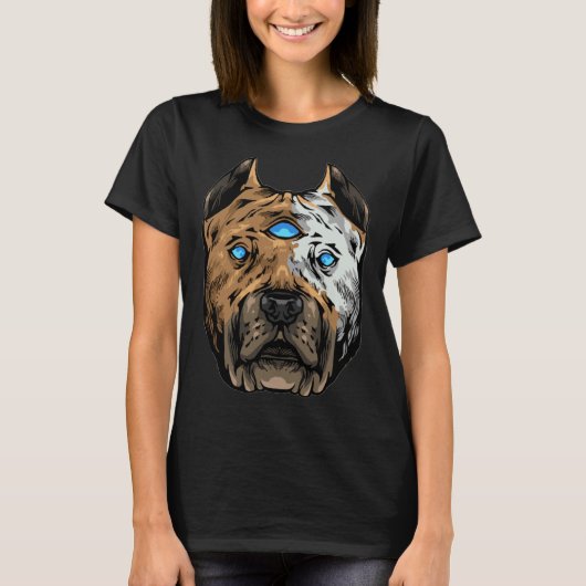 Lustiger Third Eye Chakra Pit Bull Hundebesitzer T-Shirt (Vorderseite)