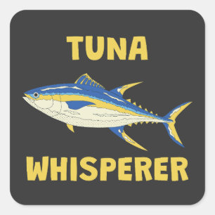 Lustiger Thunfisch-Flüsterer-Angler Quadratischer Aufkleber