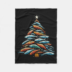 Lustiger Thunfisch Weihnachtsbaum Santa Claus Xmas Fleecedecke