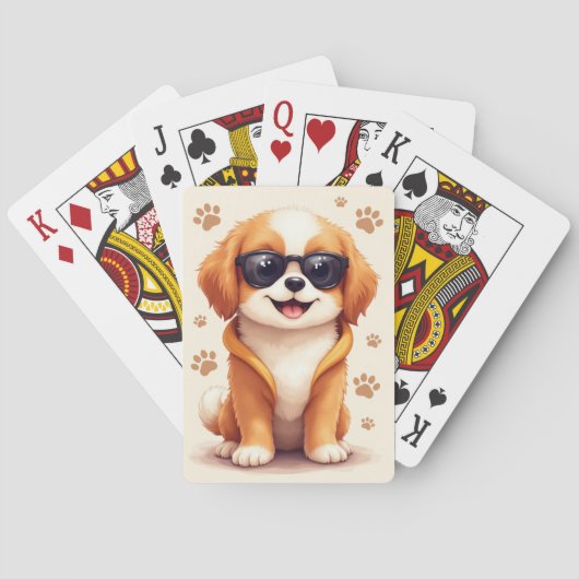 Lustiger Tibetan Spaniel Kawaii Hund Spielkarten (Rückseite)