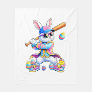 Lustiger Tie Dye Kaninchen Baseball Osterhase Männ Fleecedecke