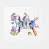 Lustiger Tie Dye Kaninchen Baseball Osterhase Männ Fleecedecke (Vorderseite (Horizontal))