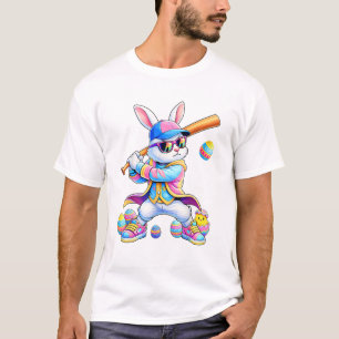 Lustiger Tie Dye Kaninchen Baseball Osterhase Männ T-Shirt