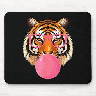 Lustiger Tiger Gles Bläst Bubble Gum Süßes Tigerge Mousepad