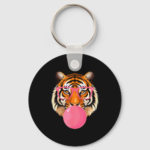 Lustiger Tiger Gles Bläst Bubble Gum Süßes Tigerge Schlüsselanhänger