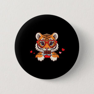 Lustiger Tiger Herz Schokolade Valentinstag Tiger Button