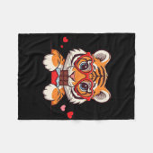 Lustiger Tiger Herz Schokolade Valentinstag Tiger Fleecedecke (Vorderseite (Horizontal))