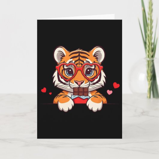 Lustiger Tiger Herz Schokolade Valentinstag Tiger  Karte (Vorderseite)
