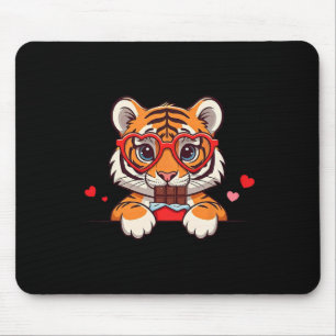 Lustiger Tiger Herz Schokolade Valentinstag Tiger  Mousepad