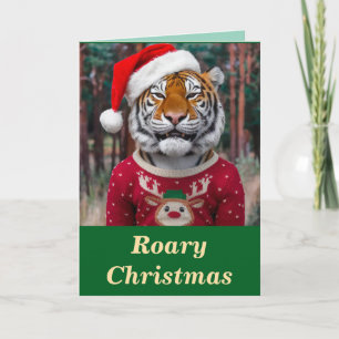 Lustiger Tiger Weihnachten Karte