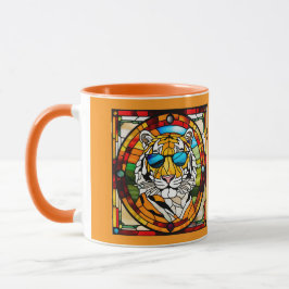 Lustiger Tigerglasmalerei-Kaffeebecher Tasse
